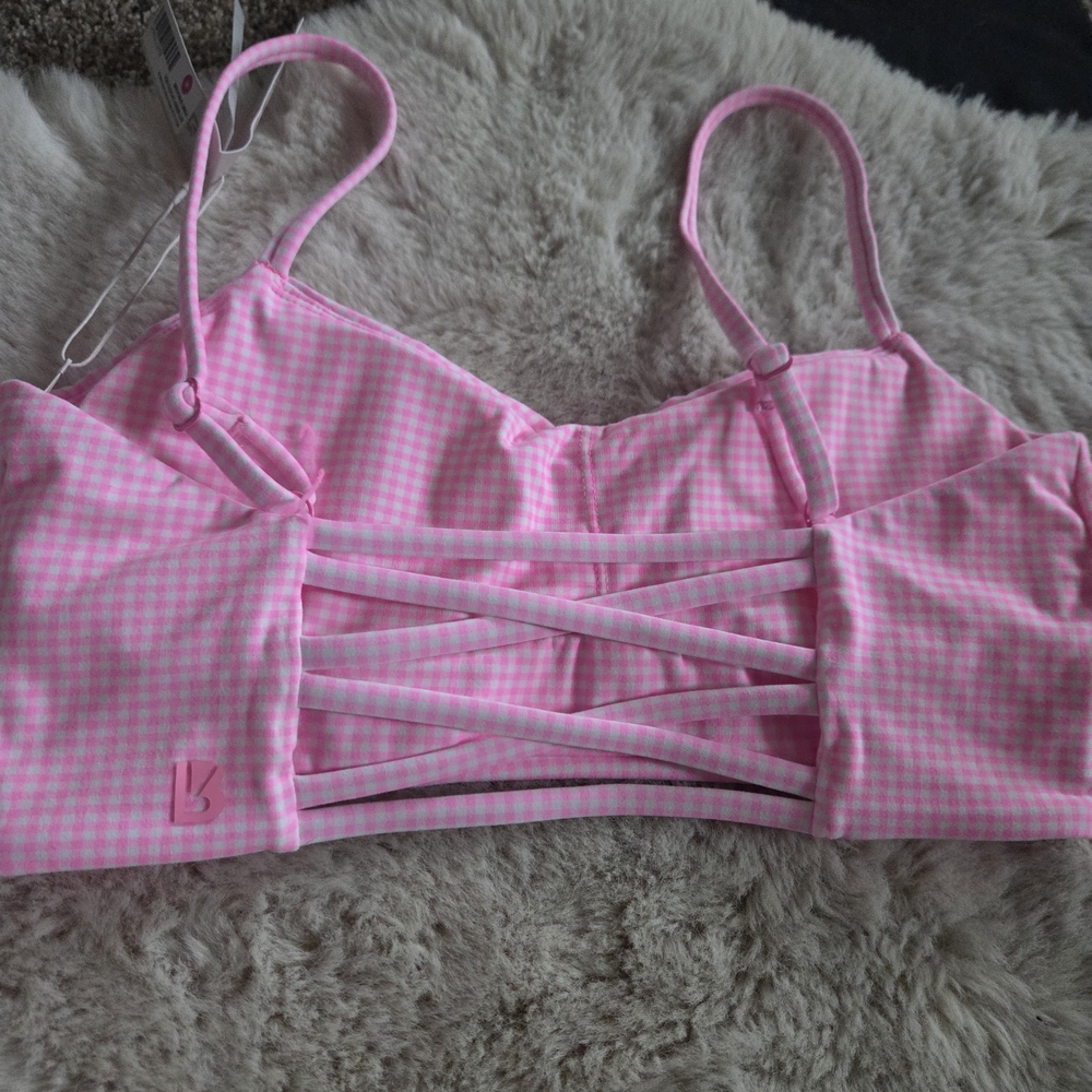 BuffBunny Pink Gingham Sports Bra - Picture 3 of 4